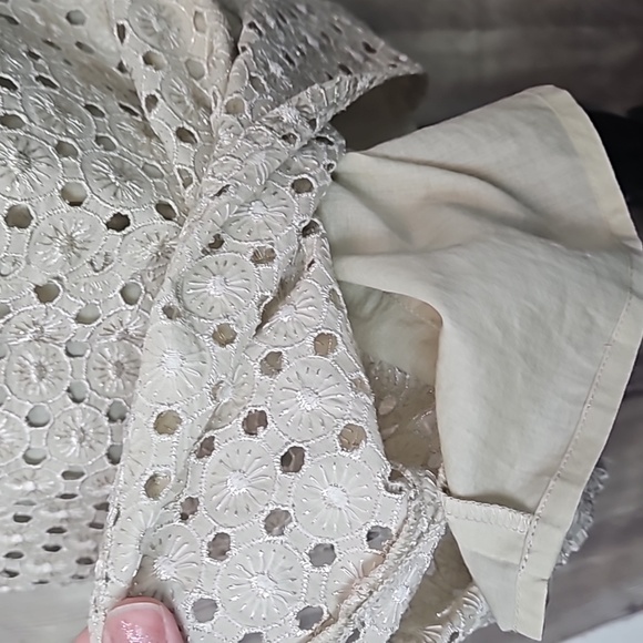 Michael Kors Neutral Shimmer Gold Eyelet Dress Sz 10 - Picture 7 of 11